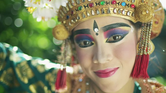Portrait Balinese female artistic Legong spiritual dancer Indonesia