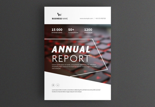  Business Report Cover Layout with Keyboard Image
