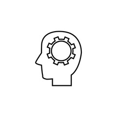 head brain gear solution idea icon line style