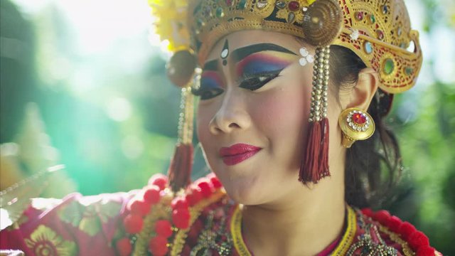 Portrait of beautiful Balinese female artistic dancer Indonesia