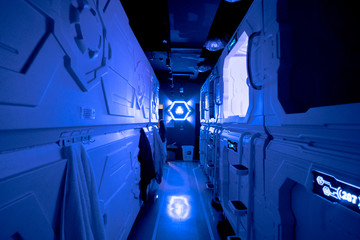Space capsule hotel in Singapore.