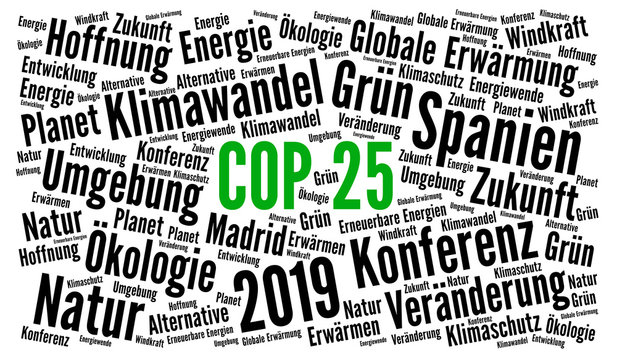COP 25 in Madrid, Spain 2019 word cloud in German language