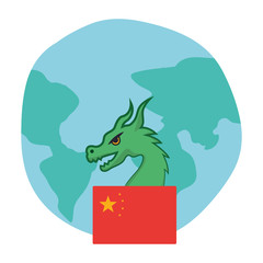 Isolated chinese flag and dragon vector design