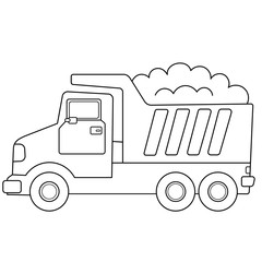 Coloring Page Outline Of cartoon lorry or dump truck. Construction vehicles. Coloring book for kids. © oleon17