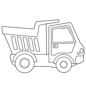 Coloring Page Outline Of cartoon lorry or dump truck. Construction vehicles. Coloring book for kids.
