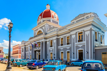 Central square wit red dome palace, Cienfuegos, Cuba