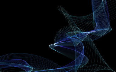 Dark abstract background with a glowing abstract waves