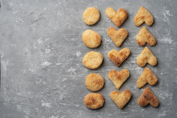 cottage cheese cookies on an old shabby background place for an inscription. background. texture.