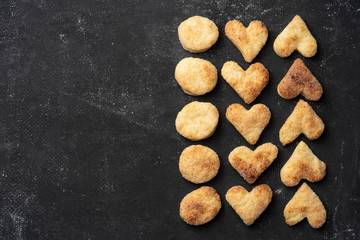 cottage cheese cookies on an old shabby background place for an inscription. background. texture.