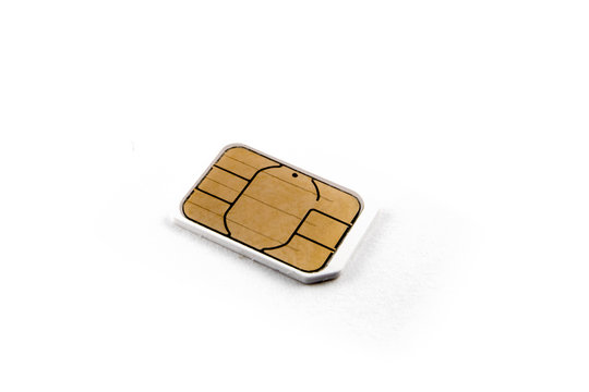 cell phone or tablet SIM cards  also known as subscriber identity module  isolated on white