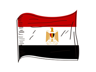 Flag of Egypt. Hand drawing - Vector illustration