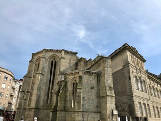 Pontevedra, Pontevedra / Spain - July 6 2018: View of the ruins of the ancient convent of Santo...