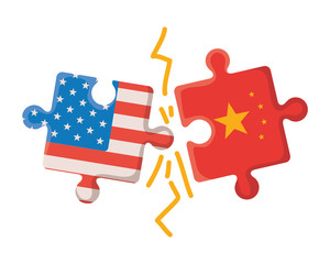commercial war between china and usa vector design
