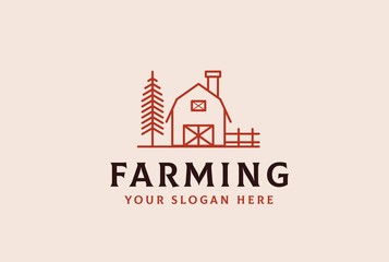 Naklejka premium Agriculture farm barn illustration logo design vector graphic