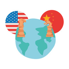 commercial war between china and usa vector design
