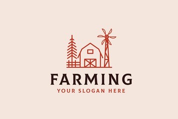 Agriculture farm barn illustration logo design vector graphic