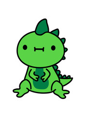 kleiner süßer kawaii drache dino dinosaurier monster echse stacheln niedlich baby kind clipart design cool sitzend