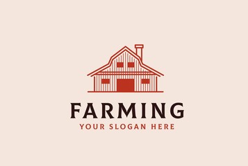 Agriculture farm barn illustration logo design vector graphic