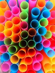 The colorful plastic straws with the top view can generate non-degradable waste.
