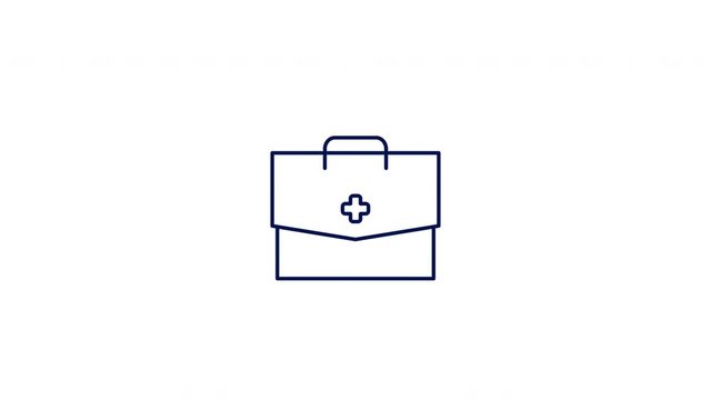 First Aid Kit Line Icon Animation. 4K Motion Graphic with Alpha Channel.