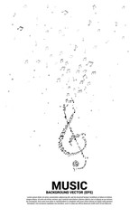 Vector music melody note dancing flow . Concept background for song and concert theme.