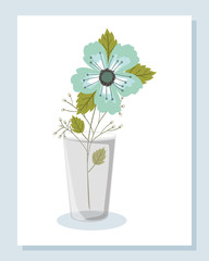 Flowers inside vase vector design