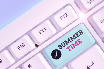 Conceptual hand writing showing Summer Time. Concept meaning warmest season of the year Summer...