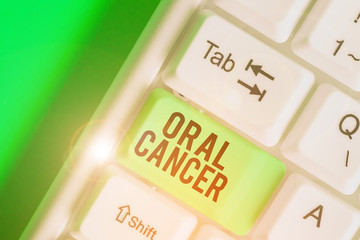 Word writing text Oral Cancer. Business photo showcasing the cancer of the lining of the lips mouth...