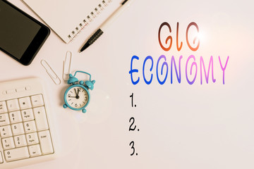 Conceptual hand writing showing Gig Economy. Concept meaning free market system in which temporary...
