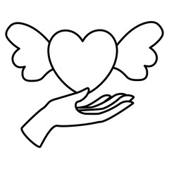 Isolated heart and hand vector design