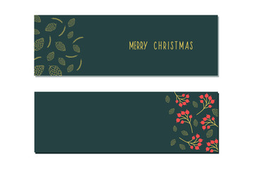 Set of christmas banners. Merry Christmas .Vector holiday illustration. New year design