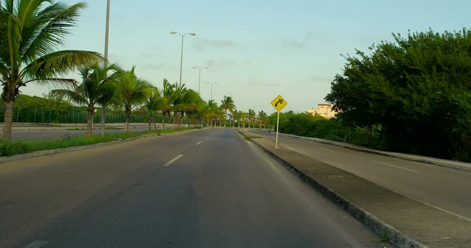 Driving on the Road in Progreso, Yucatan, Mexico
