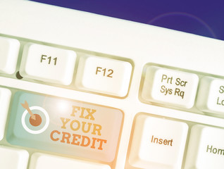 Word writing text Fix Your Credit. Business photo showcasing Keep balances low on credit cards and...
