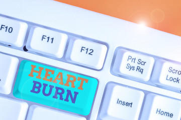 Handwriting text writing Heart Burn. Conceptual photo a burning sensation or pain in the throat...