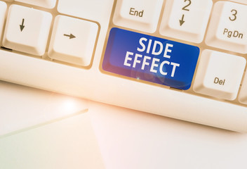 Conceptual hand writing showing Side Effect. Concept meaning typically undesirable effect of a drug...