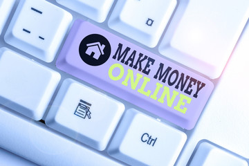Conceptual hand writing showing Make Money Online. Concept meaning Ecommerce Trading Selling over...