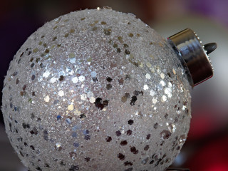 sparkling white Christmas ornament macro