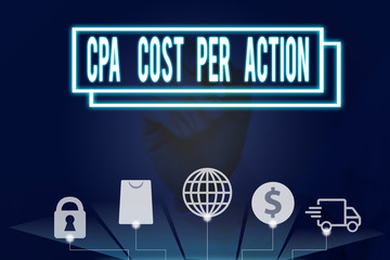 Conceptual hand writing showing Cpa Cost Per Action. Concept meaning Commission paid when user Clicks on an Affiliate Link