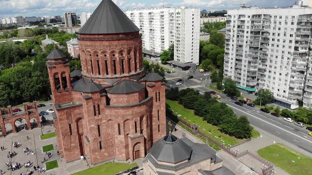 Armenian Church in the center of Moscow, shots from the drone