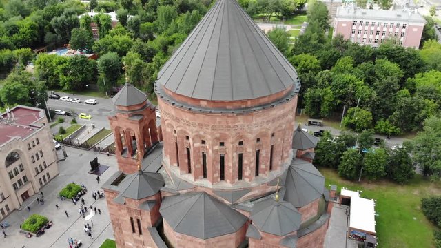 Armenian Church in the center of Moscow, shots from the drone