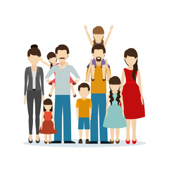 Fototapeta premium Fathers and mothers with sons vector design