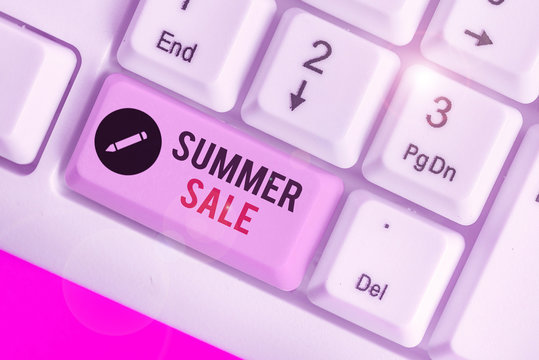 Handwriting text writing Summer Sale. Conceptual photo time when a store sells products at much lower prices than usual