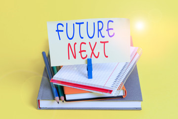 Conceptual hand writing showing Futuro Next. Concept meaning Set of mental process Huanalysis mind...