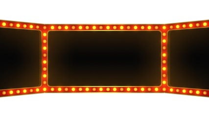 Red marquee light board sign retro on white background. 3d rendering