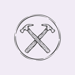 Hand drawing vintage cross hammer illustration
