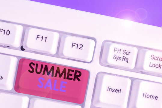 Conceptual hand writing showing Summer Sale. Concept meaning time when a store sells products at much lower prices than usual