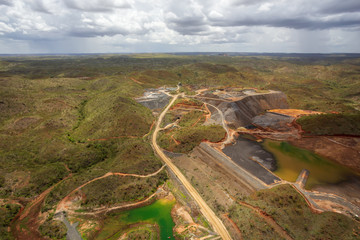 Aerial view from a helicopter of a nickel mine near Warmu in the remote Kimberley region of Western Australia. © Philip Schubert