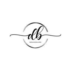 DB Initial handwriting logo with circle template vector.
