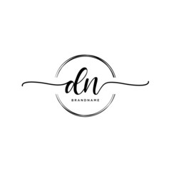 DN Initial handwriting logo with circle template vector.