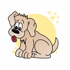 Illustration of Dog Sticking Out The Tongue Cartoon, Cute Funny Character, Flat Design